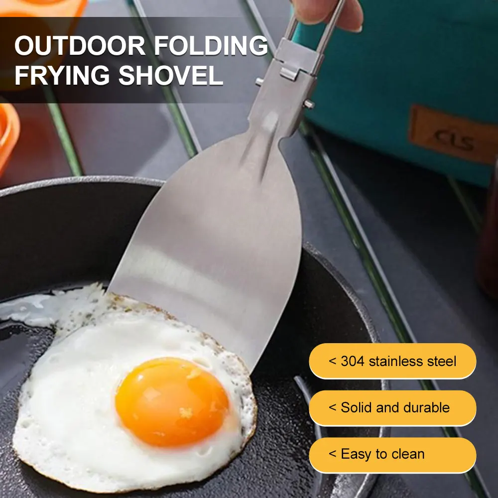 Folding spatula food turner fold spoon frying shovel stainless steel outdoor camping gear cooking accessories picnic equipment - top knives