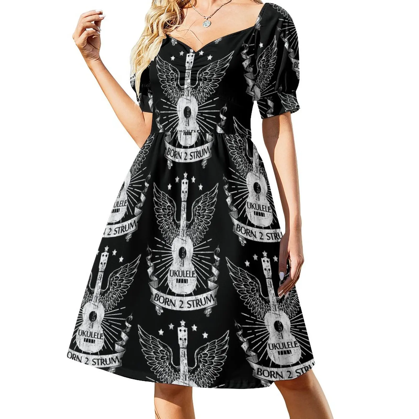 

UKULELE ROCK - BORN TO STRUM Sleeveless Dress women's clothing korea stylish