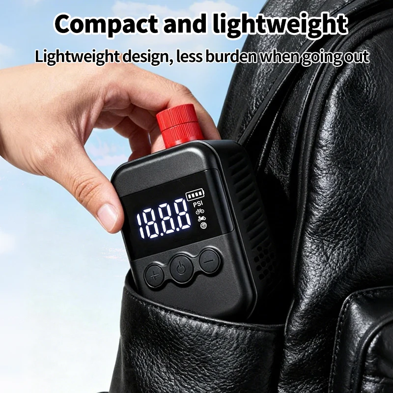 LOERSTON Portable Electric Bike Pump USB Rechargeable Digital Gauge with Presta/Schrader Valves for Bicycles Motorcycle