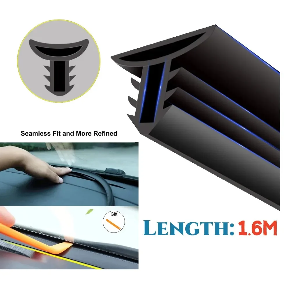 1.6m Carbon Fiber Car Seal Strip - Windshield Dashboard Gap Noise Insulation Kit 8 thumbnail image