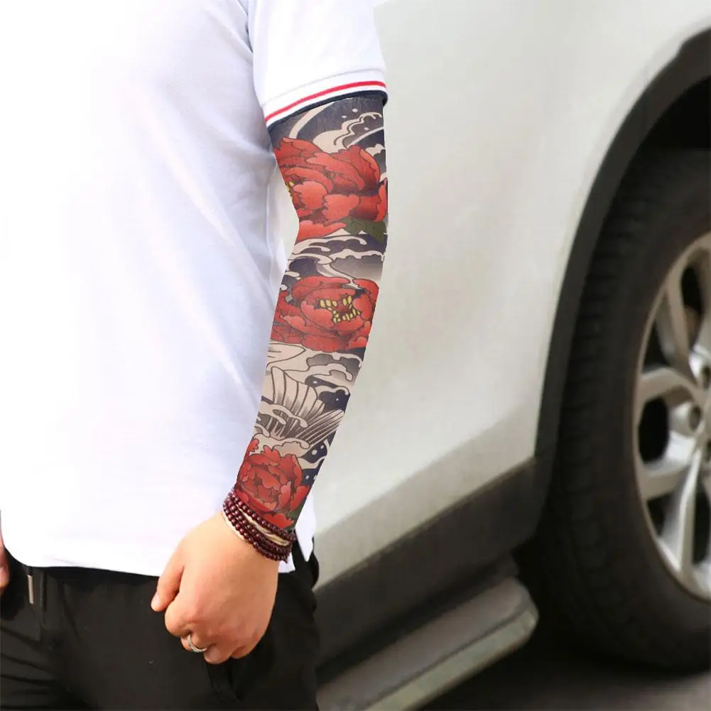 Tattoo Arm Sleeve Man Fake Temporary Tattoo Arm Sleeves Uv Printed Punk Unisex Cool Elastic Warmers-proof K3b0