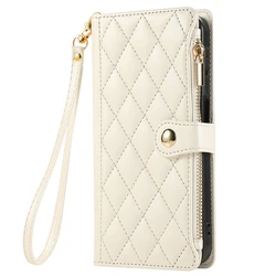 Luxury Zipper Leather Wallet Cover Case - Galaxy S25FE (WHITE)