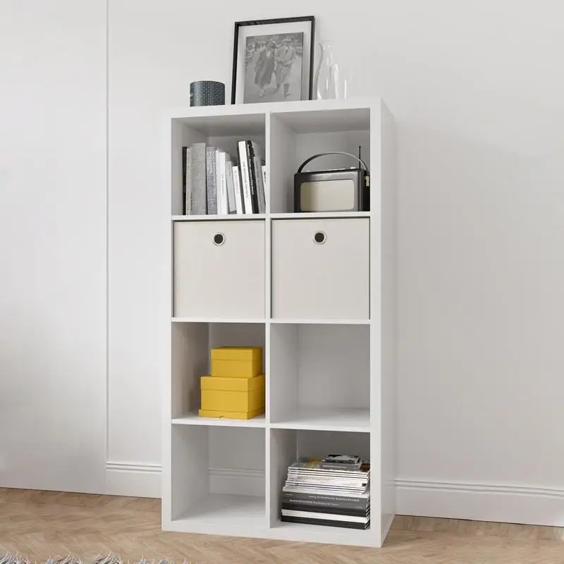 

Toolyy Smart Cube 8-Cube Organizer Storage with Opened Back Shelves,2 X 4 Cube Bookcase Book Shleves for Home, Office (White)