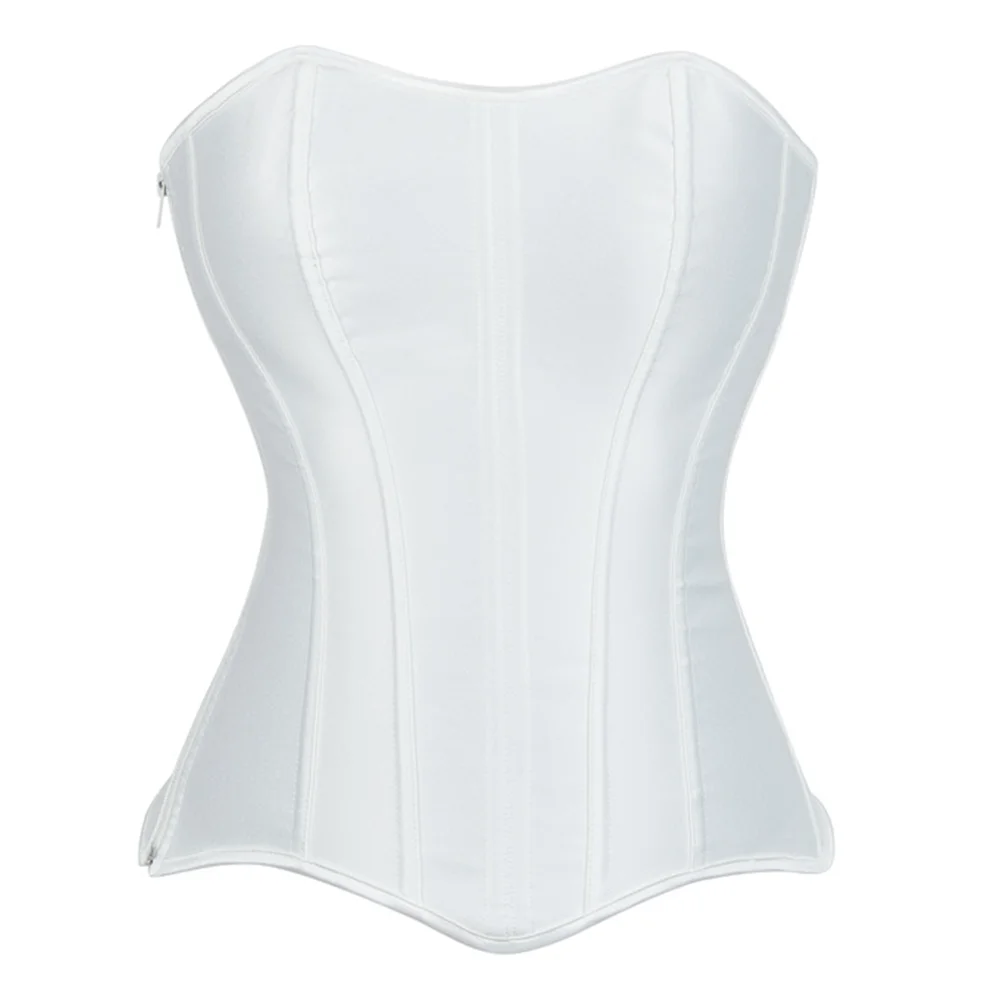 White Sexy Corsets Bustiers for Women Overbust Corset Top Corselet Satin Up Zipper Corsetto Shaper Gothic Korsett Black