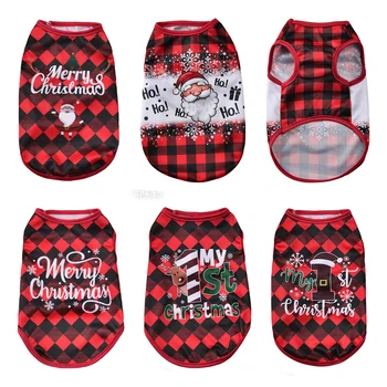 Christmas Pet Vest Coat – Deer & Santa Print for Small/Medium Dogs & Cats 1