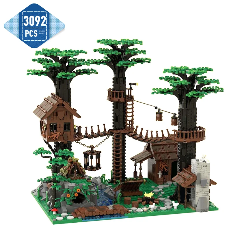 

MOC Forestmen's Headquarters Model Building Block Architecture Village Street View Treehouse MOC-153885 Assembly Brick Toy Gift