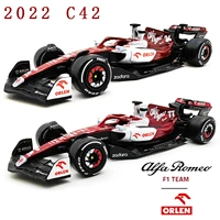 Bburago 1:43 2022 F1 Alfa Romeo Racing Team C42 #24 Guanyu Zhou #77 Valtteri Bottas Alloy Car Die Cast Car Model Toy Collection 1