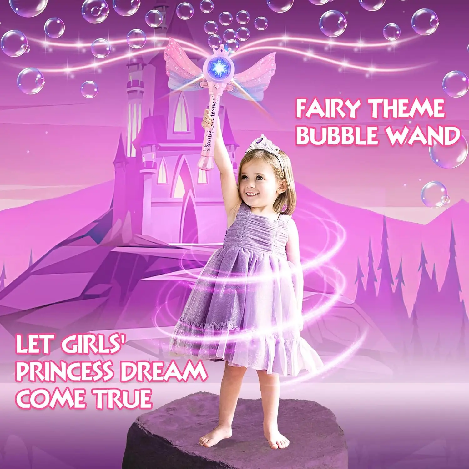 Children's Bubble Machine Glowing Princess Bubble Stick With Music_voghion.com