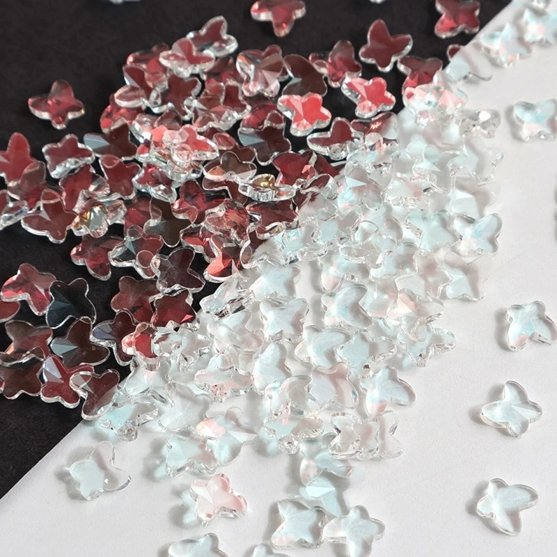 Boutique Transparent Ocean Aurora Nail Art Strasssteine mit flachem Boden, Glaskristall, 3D-Nageldekoration, mehrere Formen im Großhandel – Detail 3