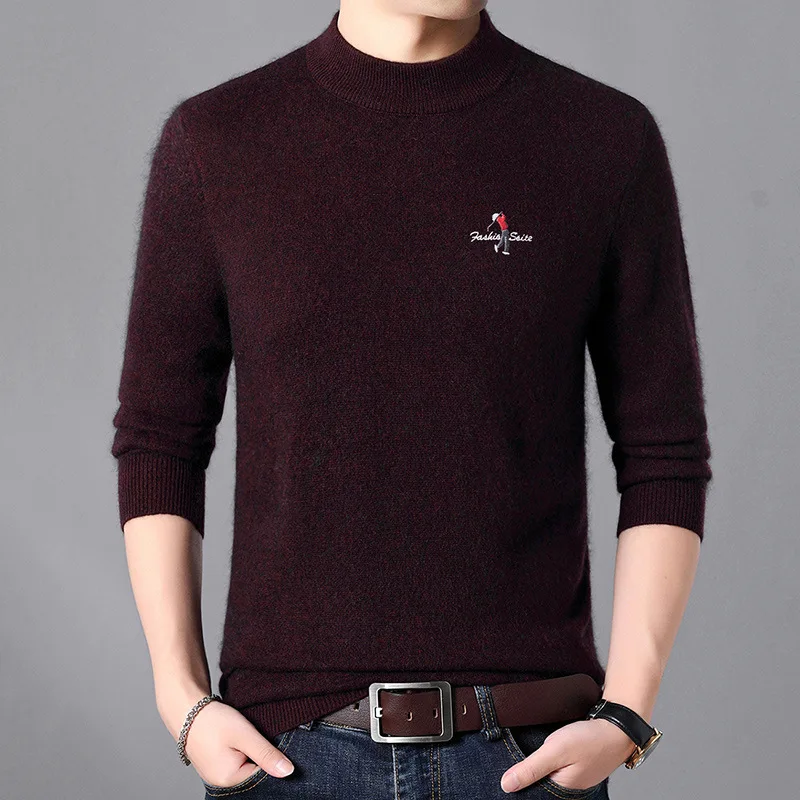 Men's Half-High Collar Woolen Sweater Autumn and Winter New Fashion Casual Knitted Bottoming Shirt Men's Slim Top