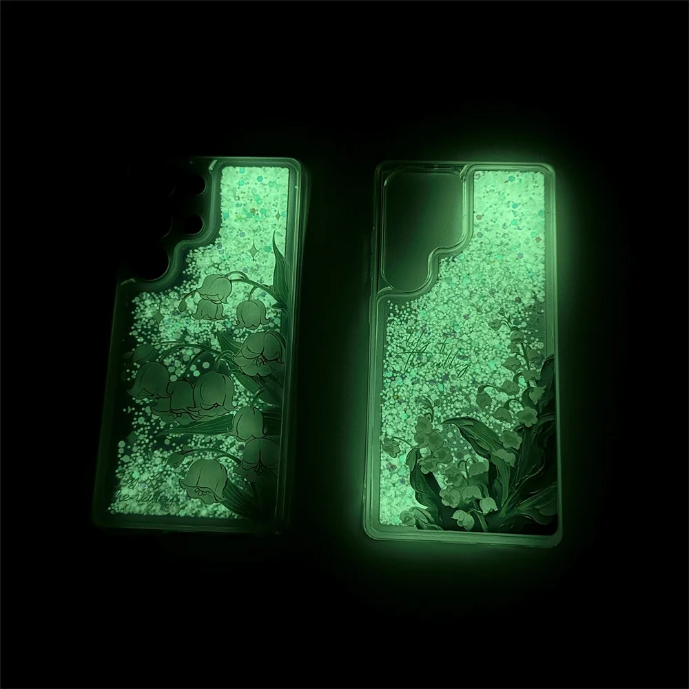 Glow In The Dark Valley Lily Glitter Bling Soft Case - Luminous Cover