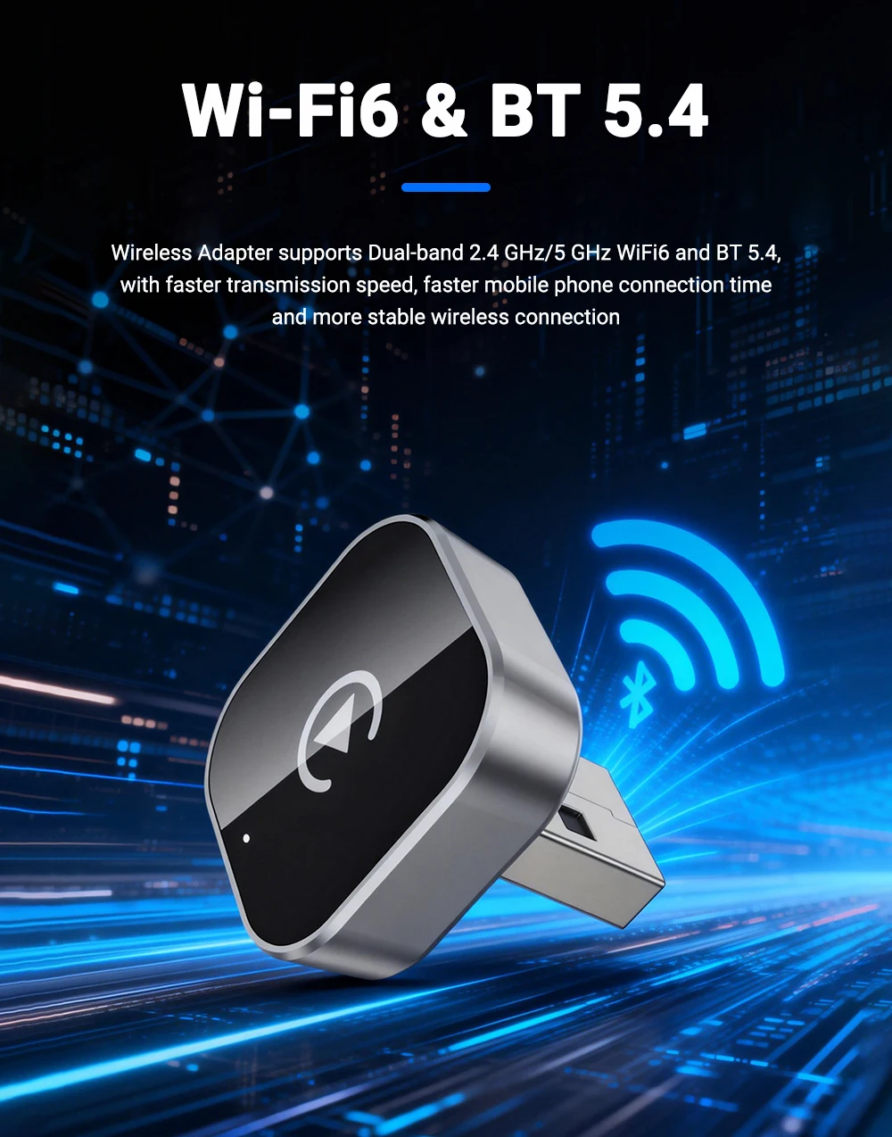 Neuer kabelloser Carplay/Android Auto Adapter 5GHz WiFi Smart Dongle 2in1 für Volvo Benz Audi Kia Hyundai VW Mazda Cadillac Peugeot – Detail 6
