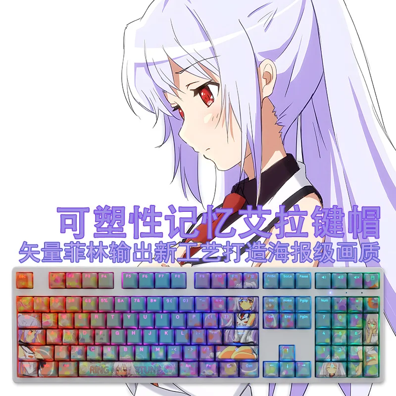 Conjunto Pbt Tintura Subbed Keycaps Dois Dimensional dos Desenhos Animados Anime Gaming Key Caps Oem Perfil Backlit Keycap para Memórias Plásticas Isla 1