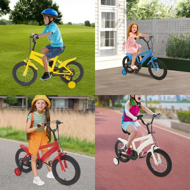 Vélo d'apprentissage pour enfants de 14 pouces, siège réglable, double frein pour l'équitation, les cours, les loisirs ou l'exercice pour enfants 1