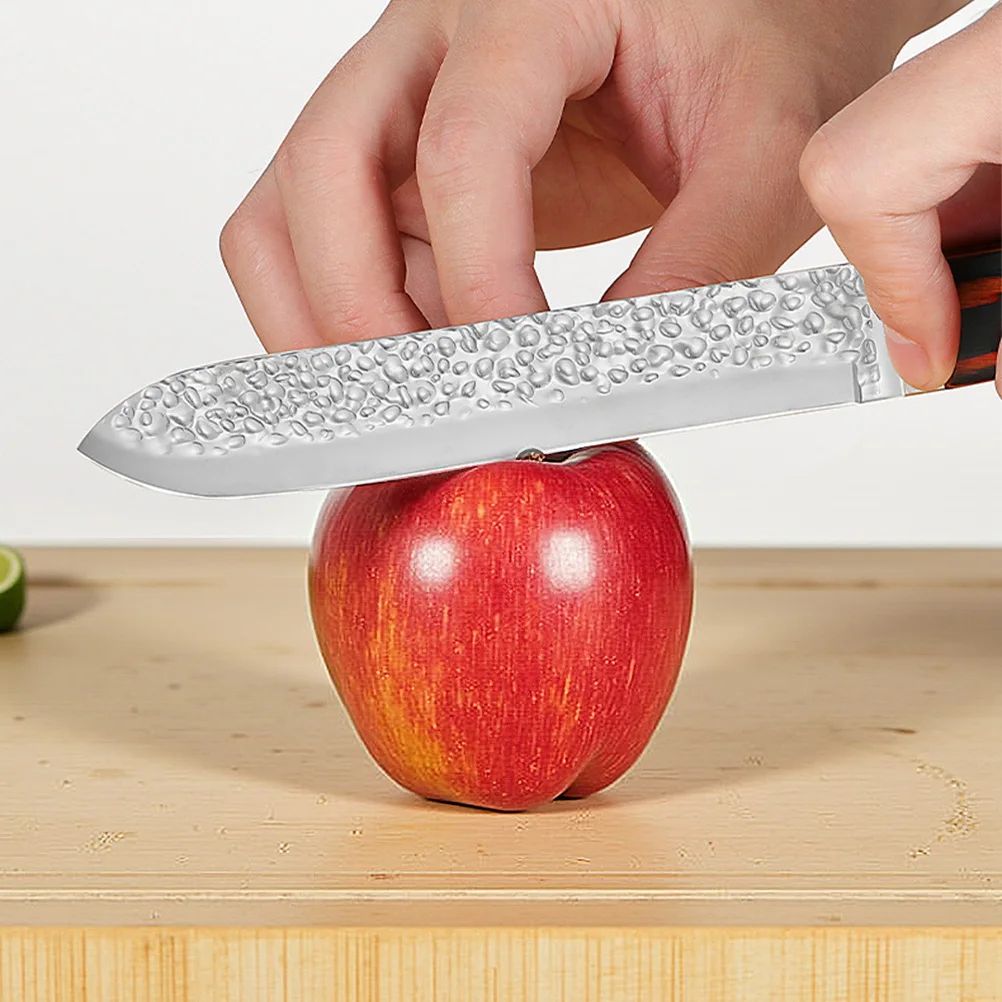 MDHAND gehämmerte 15-teilige Kochmesser 30Cr13 aus Edelstahl mit braunem Block zum Hacken von Gemüse, Obst, Haushaltsküchenmesser – Detail 5
