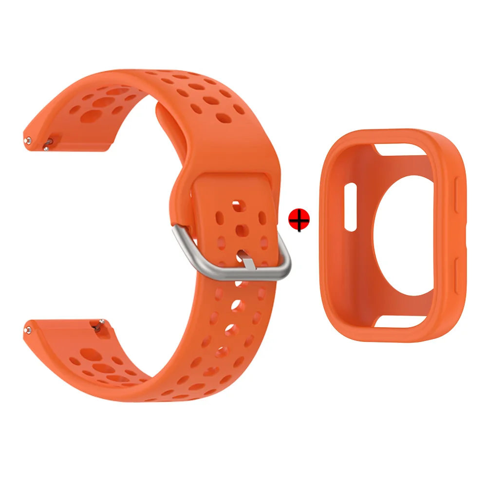 Versatile 2-in-1 Silicone Watchband with Case Cover - Adjustable Single Color Wristband Accessory