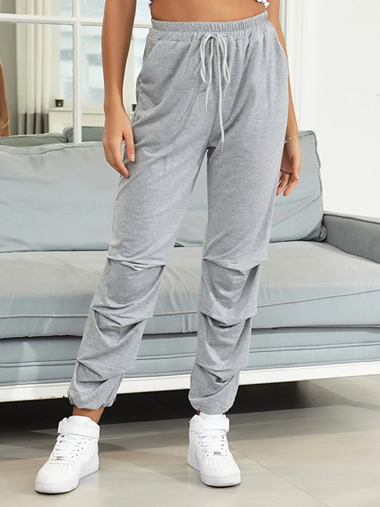 

Women's Simple Casual Solid Color Drawstring Pants High Waist Slim Fit Slim Vintage Versatile Trousers Autumn And Winter