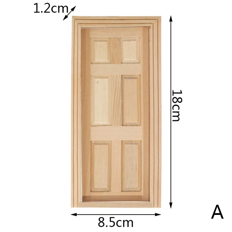 1/12 Dollhouse Miniature Door Window Frame Unpainted Doll Wood External Single Door Unpainted Diy Door 4