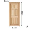 1/12 Dollhouse Miniature Door Window Frame Unpainted Doll Wood External Single Door Unpainted Diy Door 4