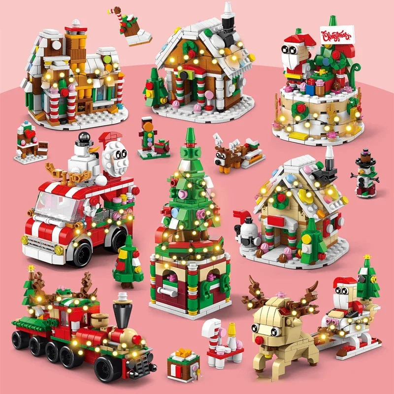 

Merry Christmas Gifts for Kids Boys Girls 6in1 Small Particles Assembly Building Blocks Toys Early Education Toy Christmas Decor