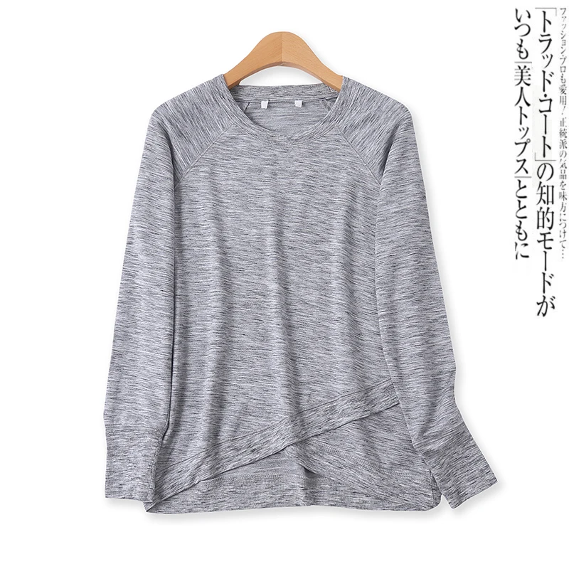 

Modal Sweatshirt Casual High Stretch Slim Raglan Shoulder Long Sleeve Top 13046