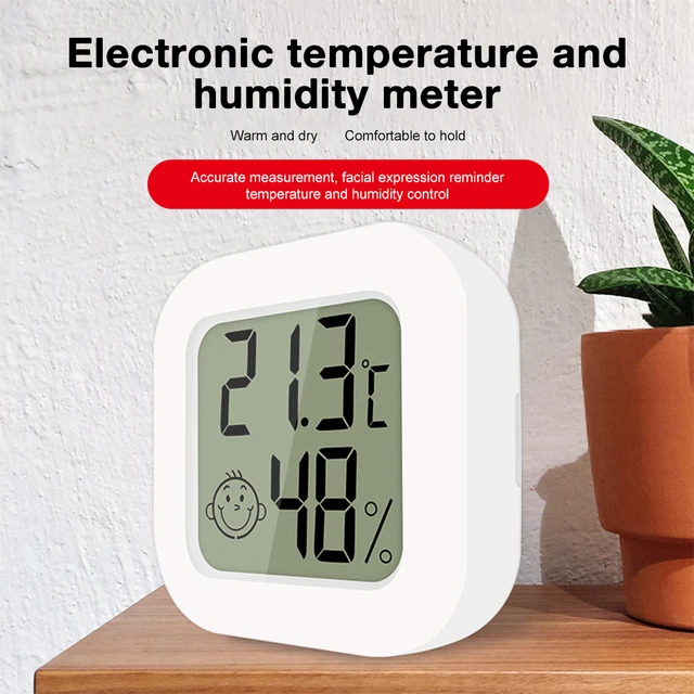 Smiley – Mini thermomètre et hygromètre numérique LCD, capteur de