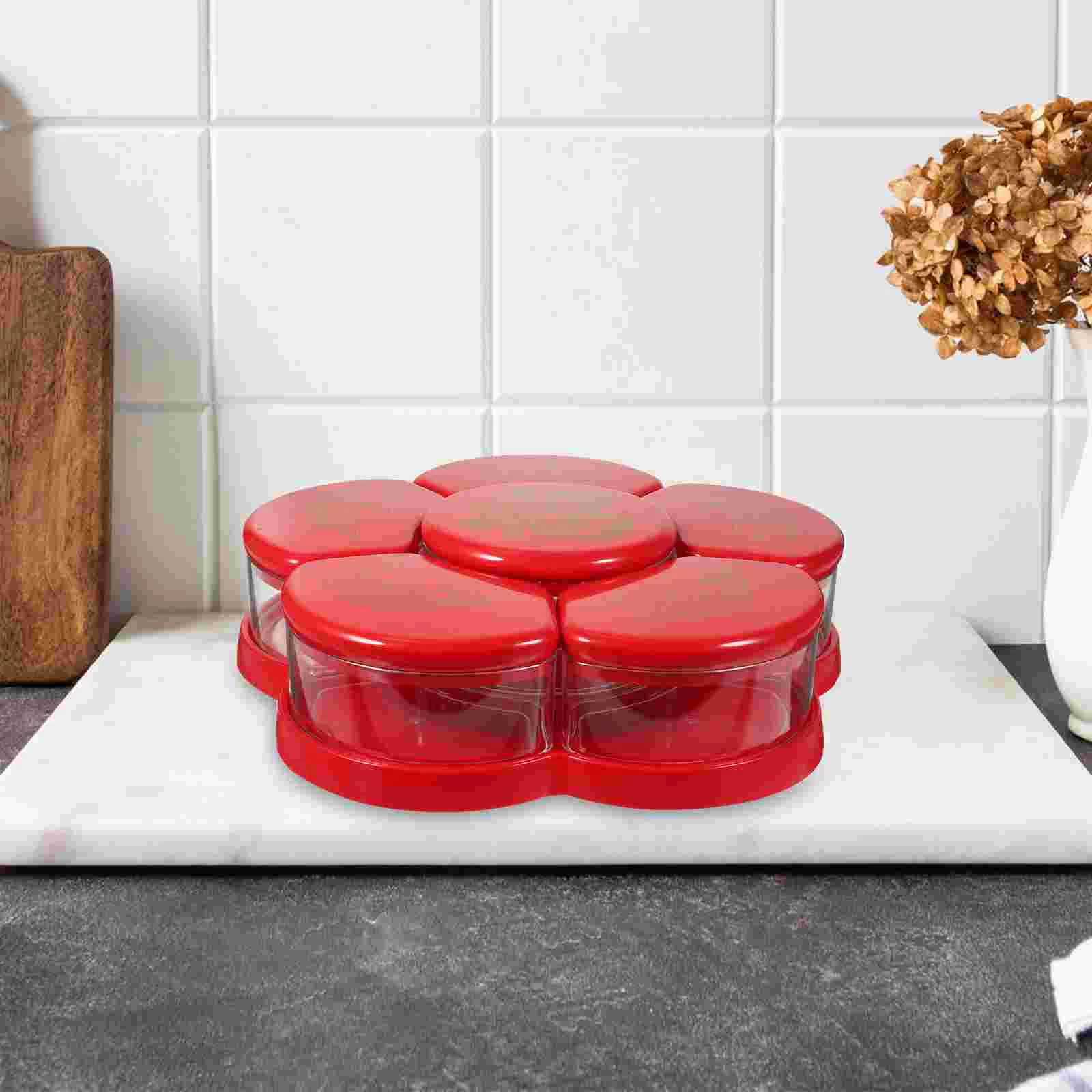 

Dried Fruit Plates Snack Food Storage Tray 6-Compartment With Cover Plastic Candy Box Home Living Room Wedding Party Sugar Boxes