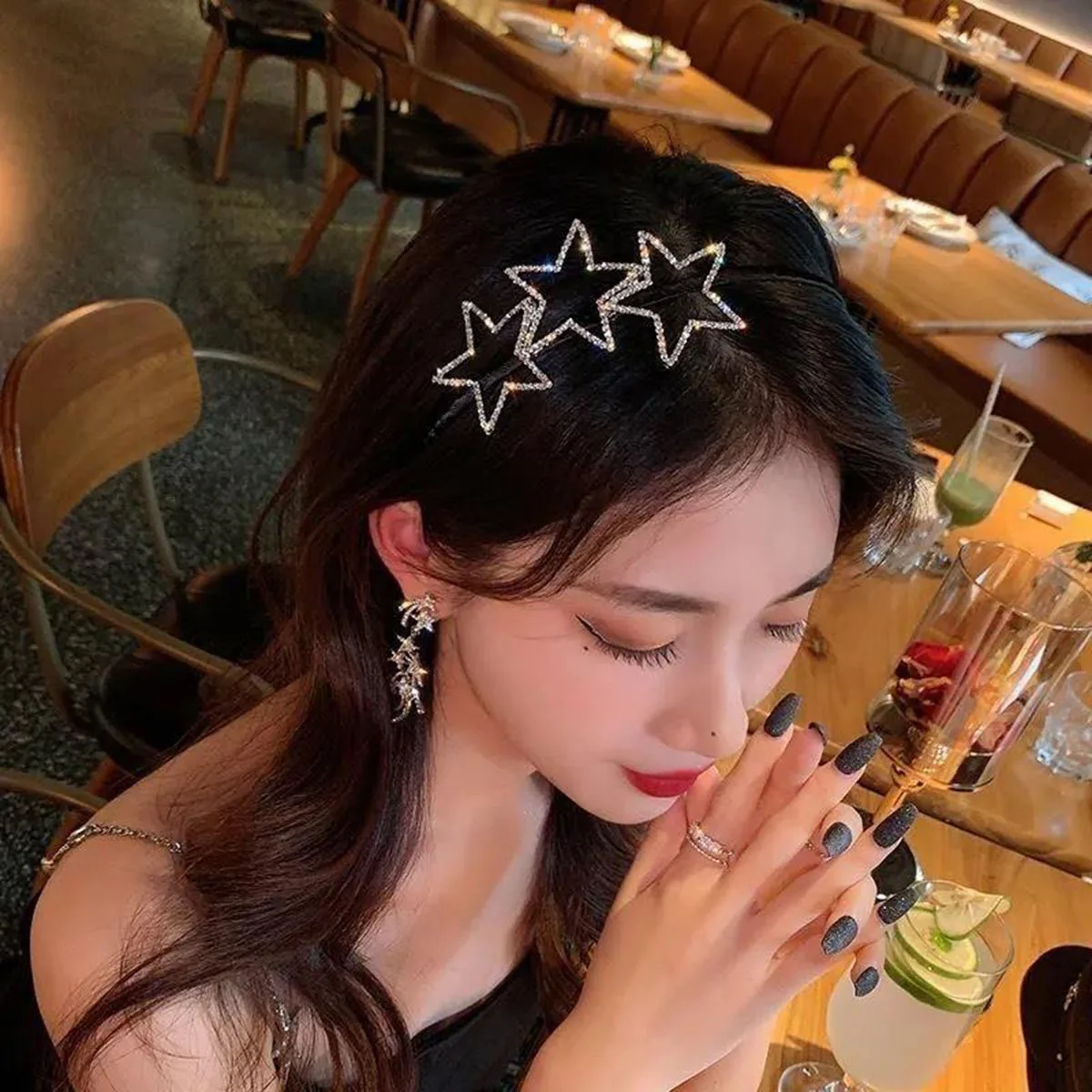

Women Simple Bezel Headbands Crystal Star Oranments Hairbands For Girls Sweet Design Headwear Accessories Hair Bands Jewlry 2023