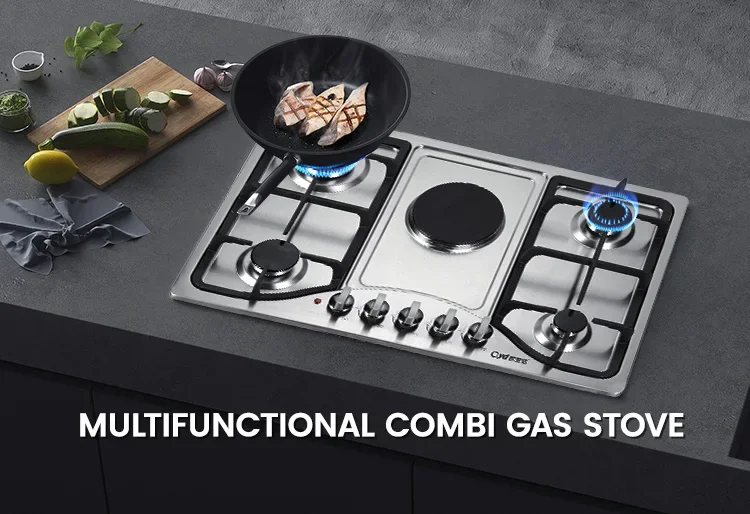 Advanced Technology Combi Stove Made in China 4 Gas 1 Electric 5 Burners Kitchen Electric Gas Hob Cooker Gas Stove Cooktops 3