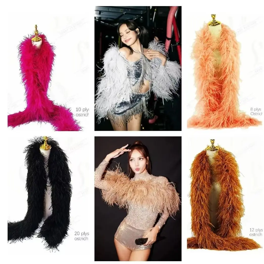 

10ply Ostrich Feather Boa Natural Plumas Boa Shawl Wedding Carnival Skirt Sewing Decor Ostrich Trim Boas Feathers Decoration