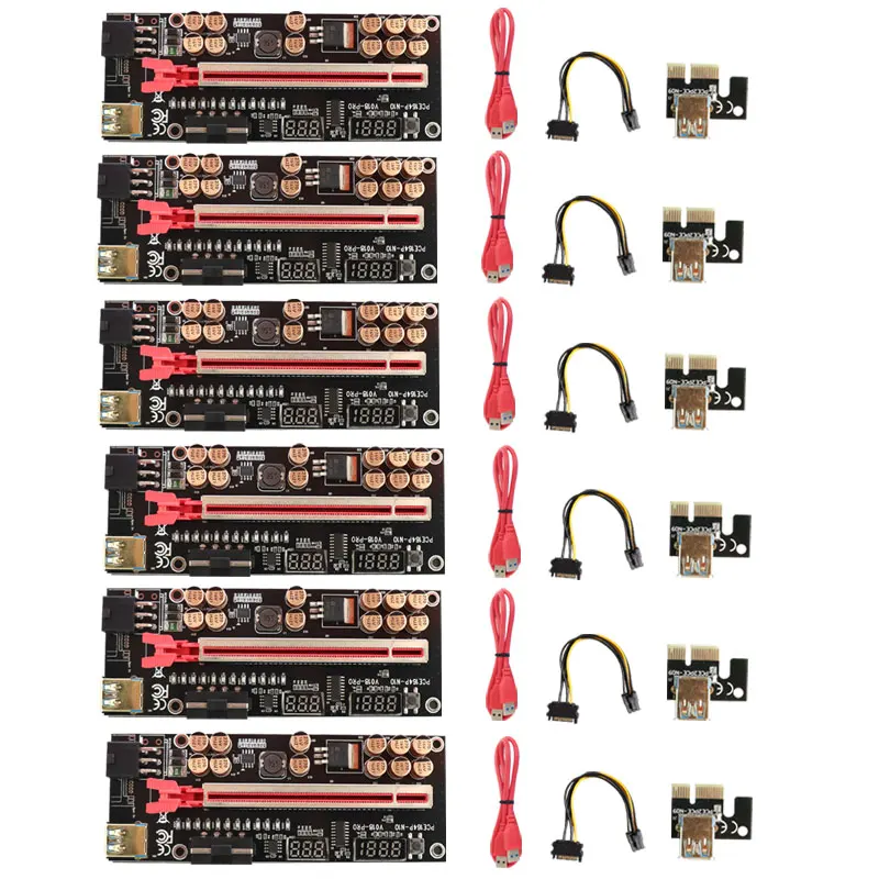 

6pcs VER018 PRO PCI-E Riser Card PCI Express 1X To 16X Extender 6pin Adapter GPU Mining USB 3.0 PCIE Riser For Video Card