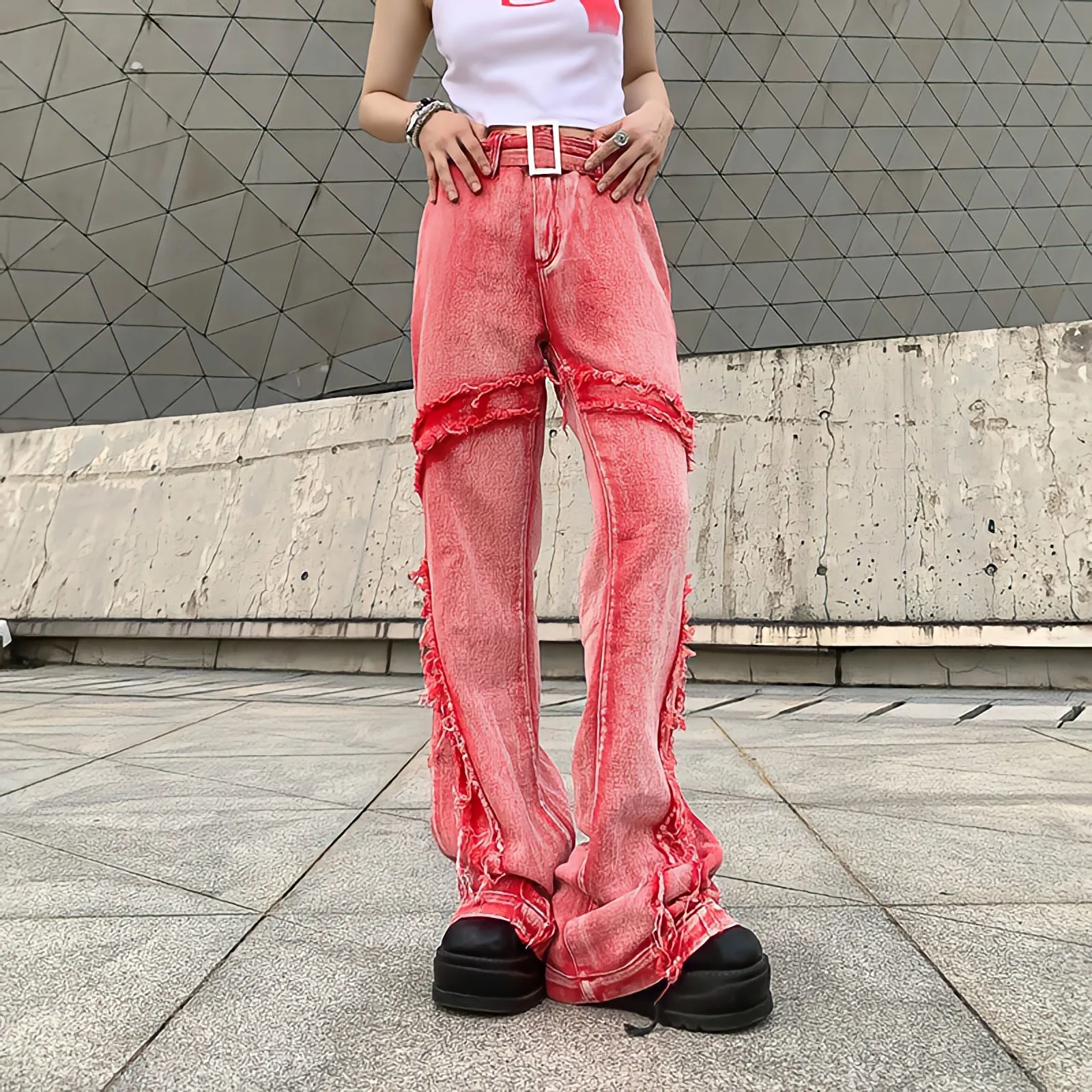 Pink Flared Jeans Women Japanese Cute Baggy Boyfriend Full Length Vintage  Denim Pants 2022 New Long Female Trousers Y2k - Jeans - AliExpress