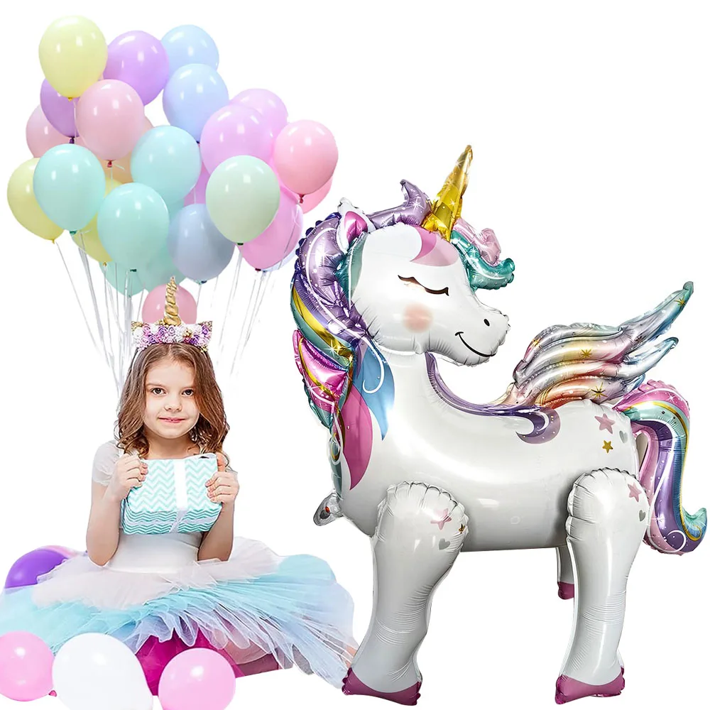 Palloncini Unicorno In Piedi 3D Decorazioni Di Compleanno Per Unicorno Per Ragazze Forniture Di Fidanzamento Per Matrimoni Con Unicorno Arcobaleno Gon