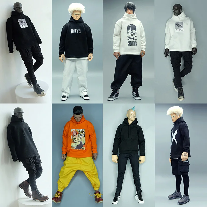 

CROW DH TOYS 1/6 Scale Male Soldier Trend Hoodies Long Sleeves Top Pants Shorts Clothes Set Model For 12'' Action Figures Body
