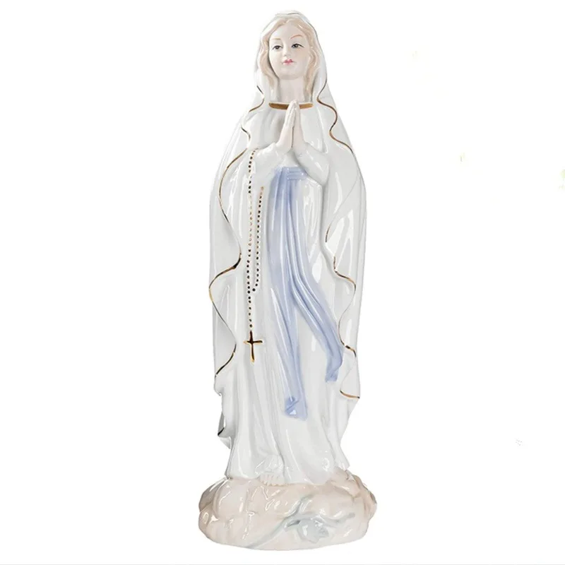 30cm Statue of Virgin Mary Our Lady of Lourdes Catholic Saint Statue High-end Ceramic Collection Figurine christian statue