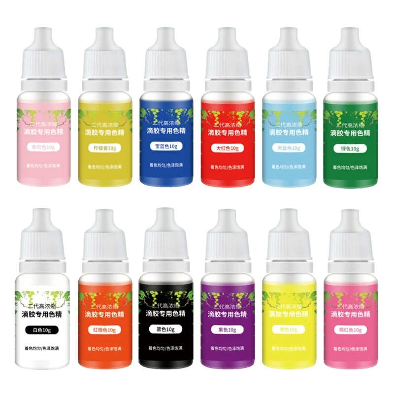 

New 12Colors Epoxy Resin Pigment Liquid Epoxy Dye Transparent Resin Tint Colorant