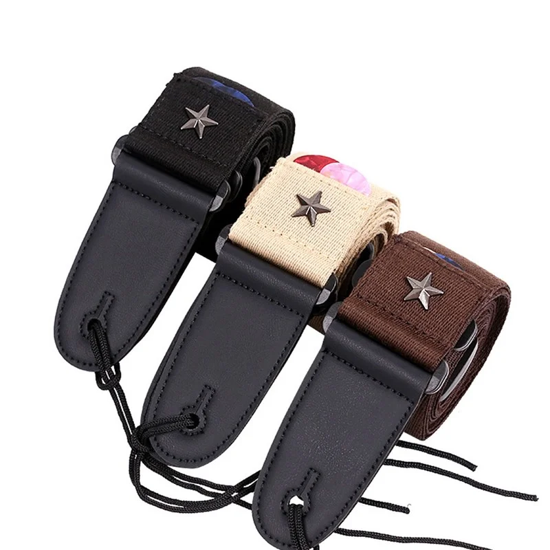 

Wear Resistant Acoustic Bass Thicken Shoulder Belt Parts Anti Slip Adjustable Length Guitar Strap Star Embellish Soft Durable