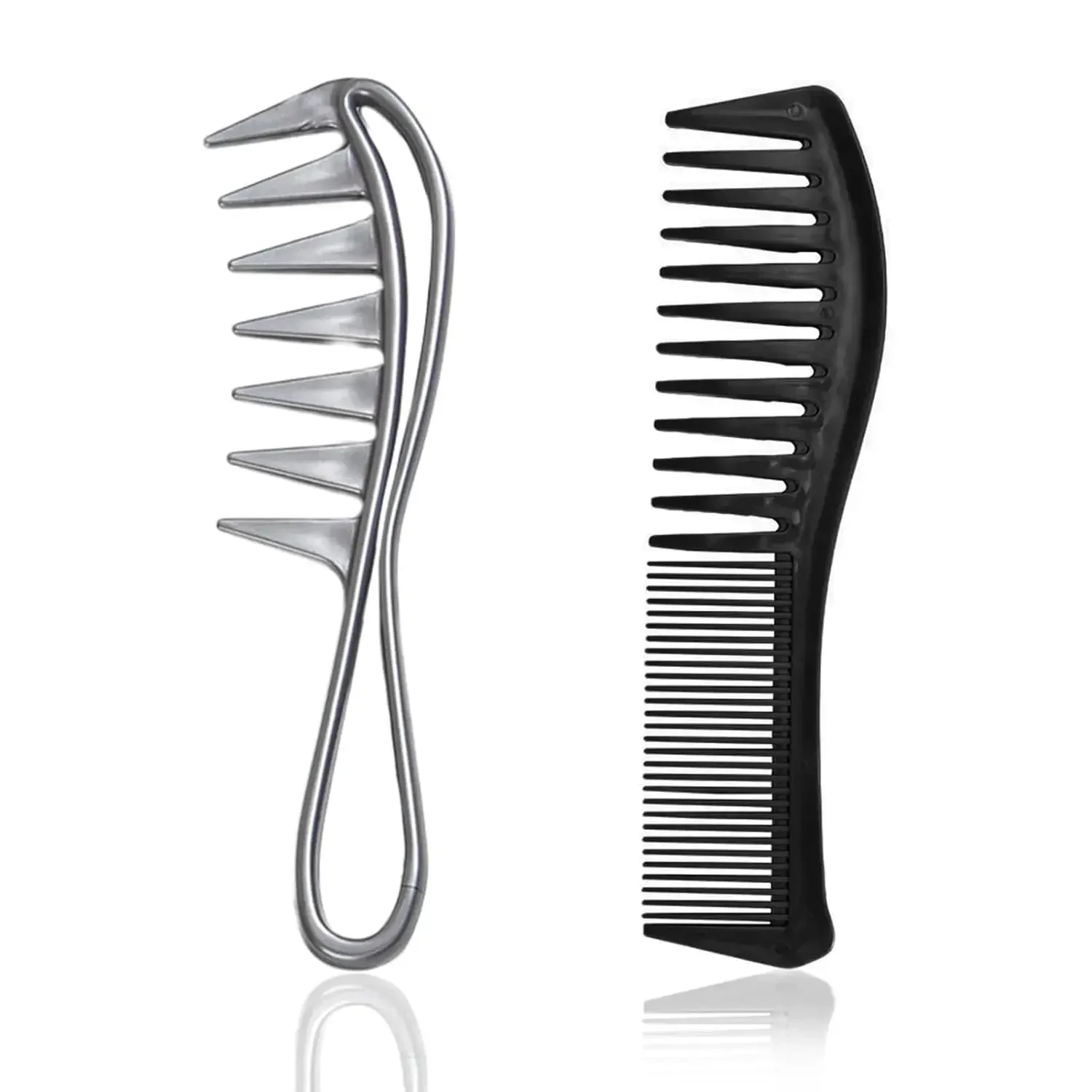 

2Pcs Wide Tooth Comb Large Combs Hairstyle Shark Teeth Detangling Curly Wet Wavy Thick Hair Wigs Barber Salon Women Men