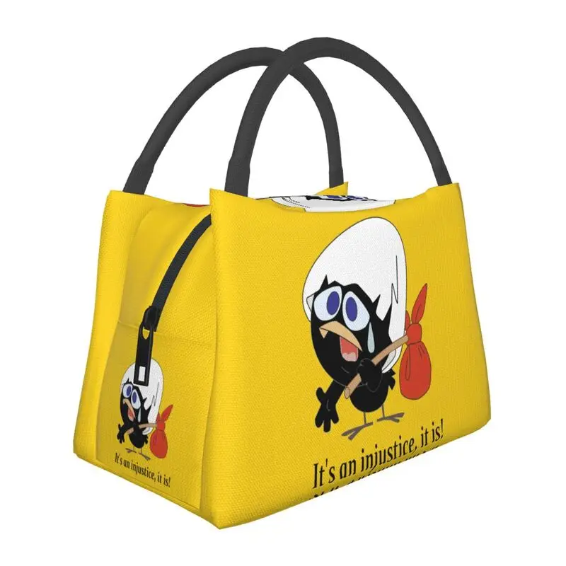 

Calimero Comic Insulated Lunch Bags for Camping Travel Cute Black Chicken Cartoon Portable Cooler Thermal Lunch Box Women