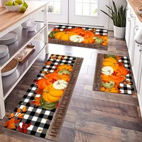 Thanksgiving Pumpkin Maple Leaf Kitchen Floor Mat Decor Carpet for Living Room Bedroom Hallway Balcony Rugs Anti-Slip Doormat 1