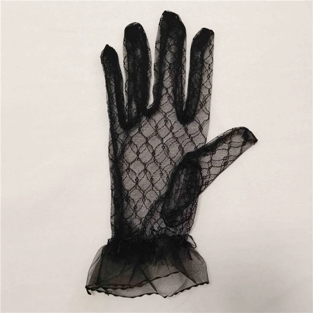 Cosplay Retro Short Dinner Dress Banquet Autumn Wedding Bridal Mesh Gloves Thin Mittens Lace Gloves