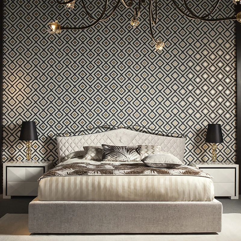 Italian style light luxury modern double bed high-end custom small apartment master bedroom fabric metal element 1.8m |