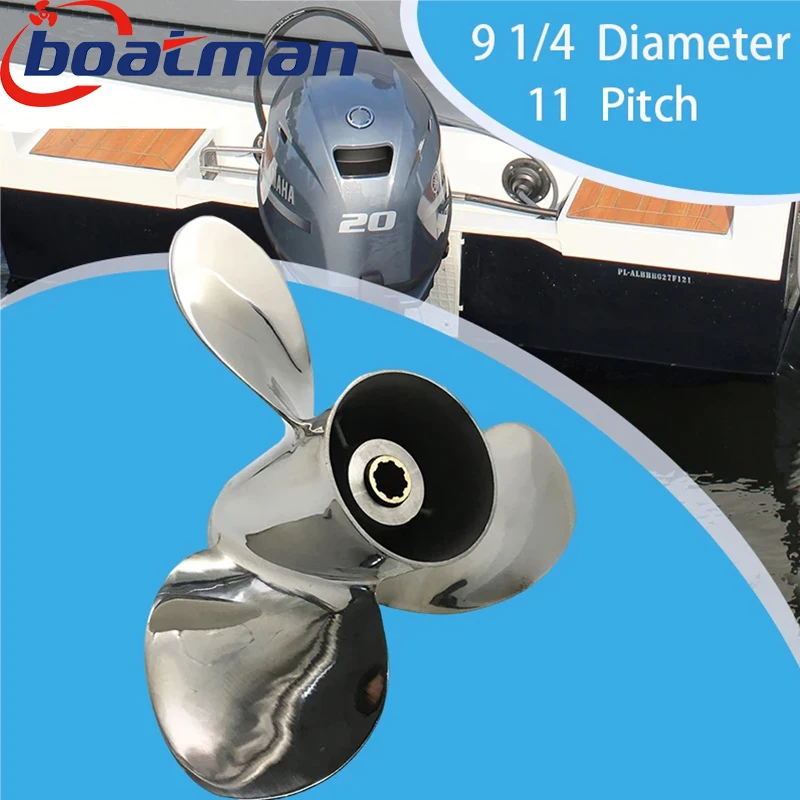 

Outboard Propeller 9 1/4x11 For Yamaha 9.9-20HP Engine 2/4 Stroke Stainless Steel 8 Splines Boat Parts 63V-45943-00-EL
