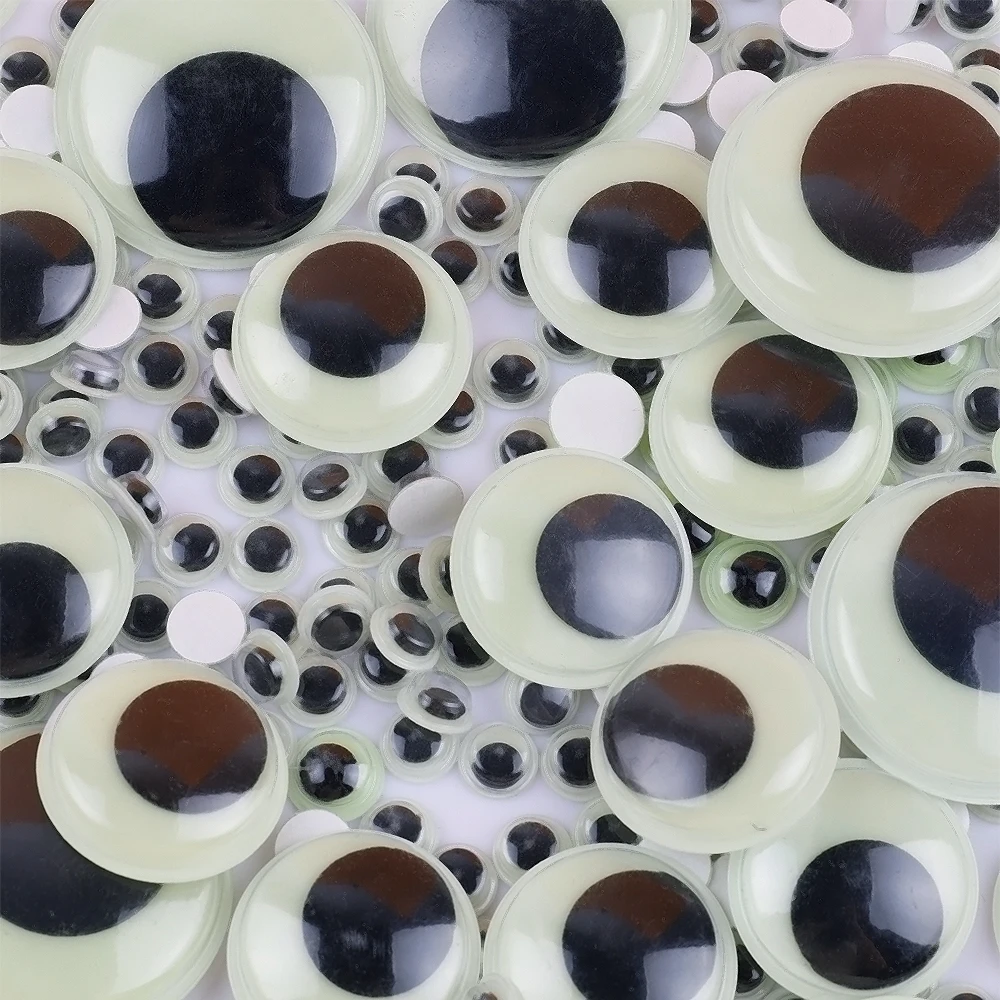 Luminous Plastic Eye 8/10/12/15/18/20/25/35mm Luminous Plastic Eye With Self-adhesive PE Wiggly Googly Eyes For Toy Accessory DIY Crafts H0640