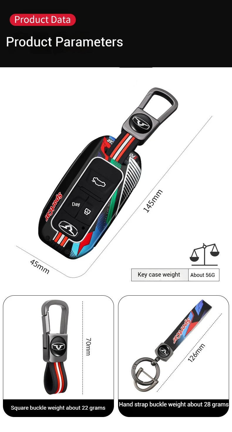 Zink-legierung Auto Schlüssel Fall Fob Abdeckung Shell Für Chery COWIN Auto Showjet FX11 Pro EV 2020 2021 2024 Schutz schlüsselbund Zubehör – Detail 4