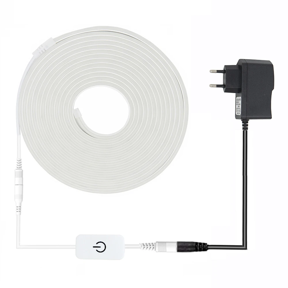 12V Neon LED Strip Kit with Controller Adapter 120LEDs/M Flexible Rope Tube Neon Light Waterproof 1M 2M 3M 4M 5MHome Decorat