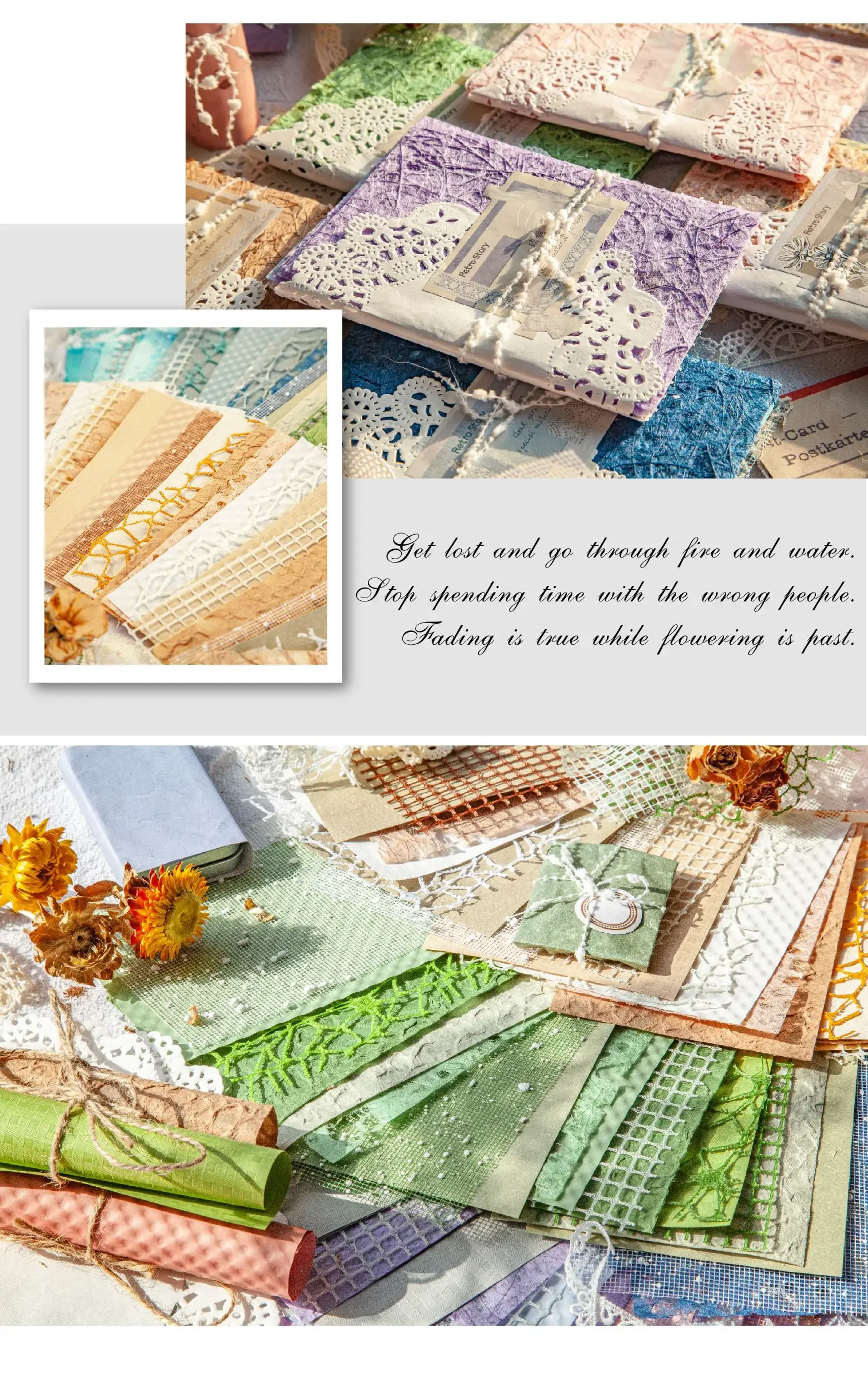 Journamm 16 Stück/Packung Gaze-Materialien Dekorpapier DIY Scrapbooking Collage Junk Journal Ästhetik Briefpapier Planer Bastelpapier – Detail 10