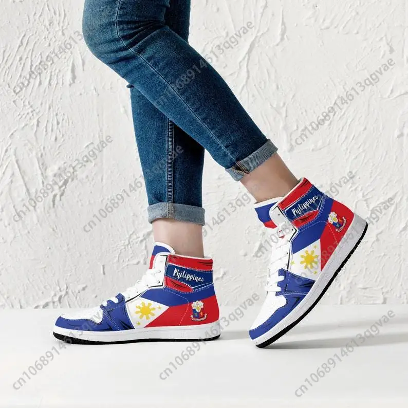 Philippines Flag Premium High Tops Basketball Sneakers Print Design Woman Man Holiday Party Matching Customized DIY Dropshipping 2