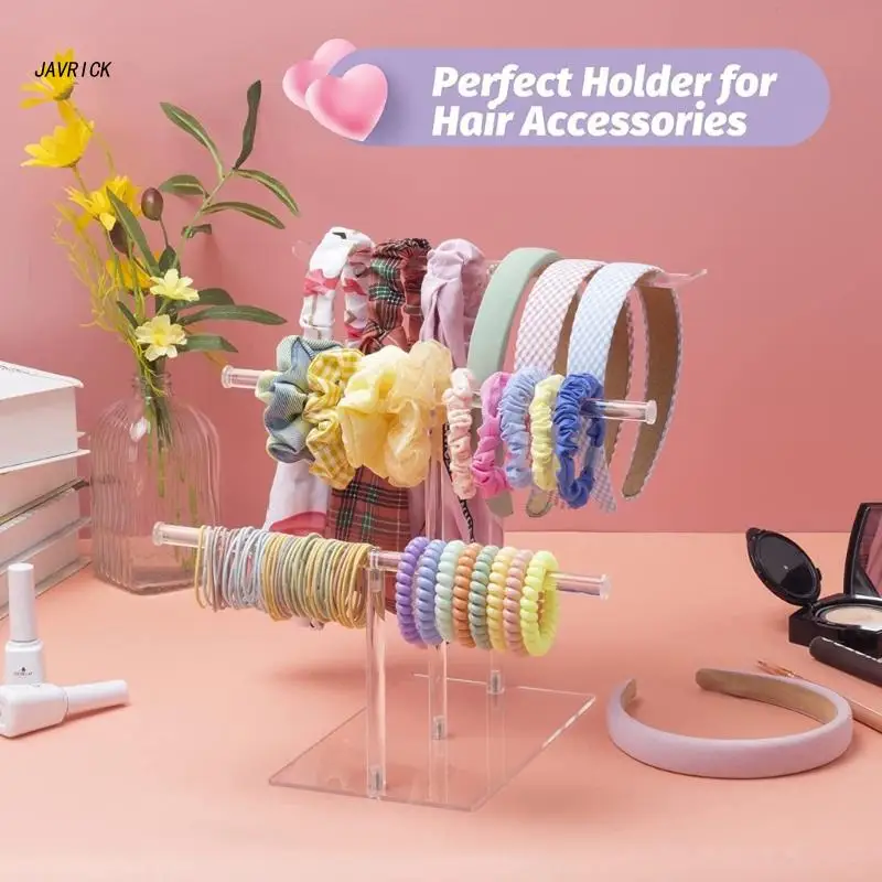 

Headband Holder 3-Tier Acrylic Clear Hairband Display Stand Hair Hoop Rack Storage for Teen Girls Women Gifts T-bar Rack