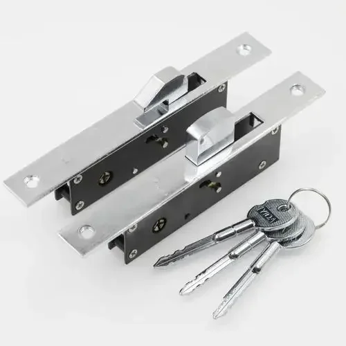 Cerradura de gancho para puerta corredera, cerrojo de aleación de aluminio para ventana, antirrobo, seguridad, puerta de madera, cerradura de piso con llaves cruzadas para puerta de madera